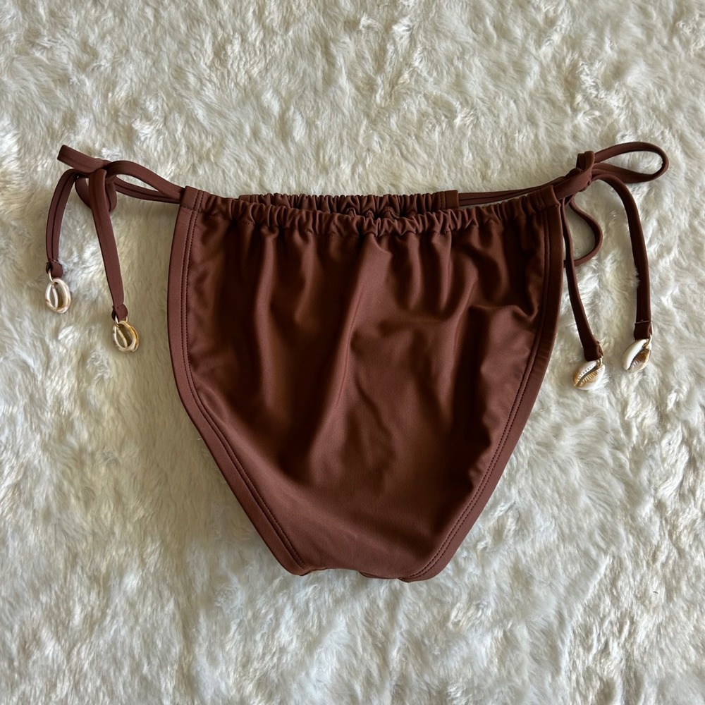 Wild Fable Brown Seashell Side Tie Cheeky Bikini Bottoms Swimsuit XS Boho Surf - Picture 3 of 5
